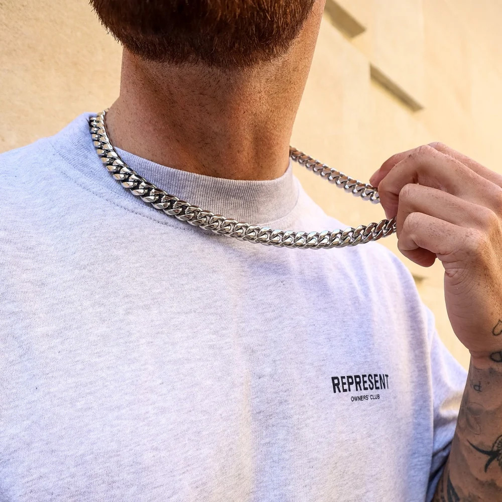 cuban 11 mm silver neck